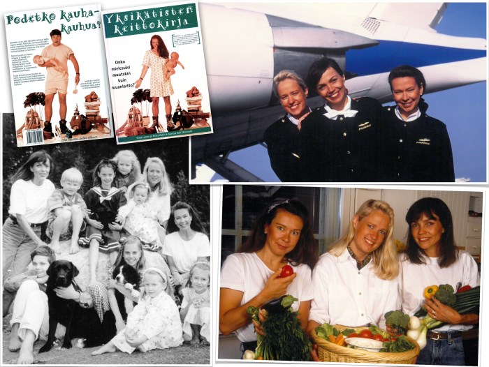 Three cabin attendants, eight children, three dogs, three rabbits, one cat and three engineer husbands.